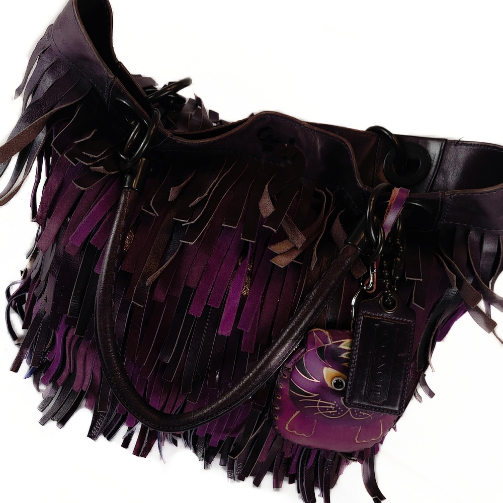 R-A-R-E! COACH LTD ED/XLG/HTF FRINGED LEATHER TOTE. - Picture 4 of 12